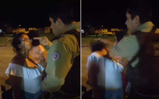 Mulher agredida por policial presta depoimento na Deam de Porto Seguro