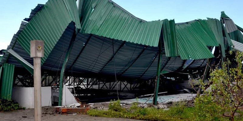 Parte de escola constru�da em aterro de lagoa desaba no sudoeste da Bahia